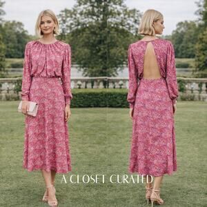 ROTATE Birger Christensen No 57 Rerunner Midi Dress 10 Pink NWT